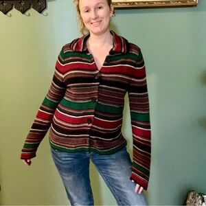 Liz Claiborne Multicolor Striped Cardigan